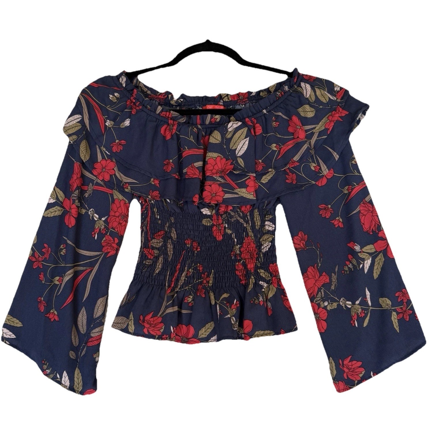 Chelsea & Violet Top Womens Xs Floral Puff Sleeve Cottagecore Milkmaid Coquette